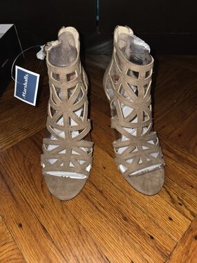 Nine West Taupe Cutout Cage High-Heel Sandals